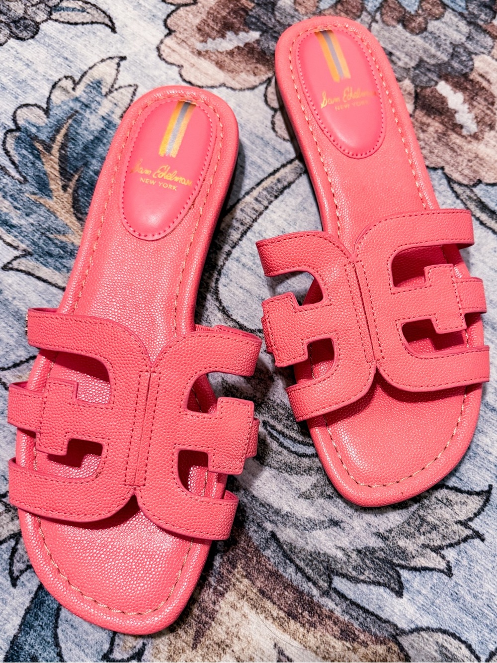 Brand New! Sam Edelman leather Coral Pink Slide Sandals